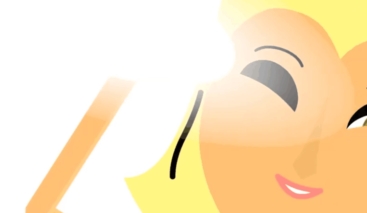 Characters in La Cartoonerie automatically blink, so this character which is actually a photograph, blinks