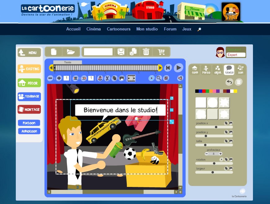 La Cartoonerie's animation editor.